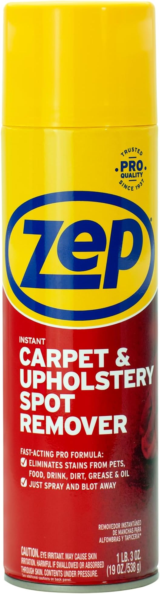 Zep Instant Carpet & Upholstery Spot Remover 19 oz (2) + Blue Rag | Removes carpet, rug, and upholstery stains with two ready-to-use cleaners and a reusable microfiber cloth - ECBD027