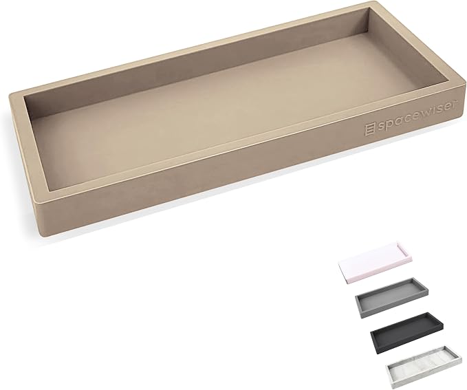 Spacewiser Countertop and Vanity Tray - Small 7.7” Silicone Tray for Soap Dispenser Bottles, Bathroom Trays, Kitchen Sink Trays, Sink Caddy Kitchen Sinks Organizer, Soap Dish & Sponge Holder Mat
