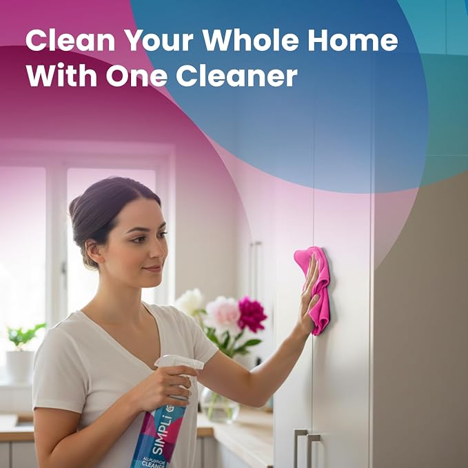 SIMPLi All Purpose Cleaner Starter Kit – Multipurpose Cleaner Concentrate Refill 8.45 fl oz Makes 85 fl oz + Reusable Spray Bottle 17 fl oz – Surface Cleaner for Kitchen, Bathroom, Glass, Floor
