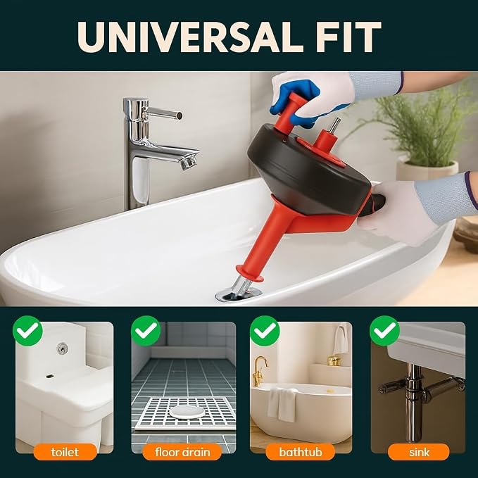 42 FT Drain Snake Hair Drain Clog Remover, Manual Or Powered, Plumbing Snake With Drill Adapte,Unclog Sink Drain Tool, Drain Auger for Toilet、Shower、Kitchen、Sink, No Auto Retract Or Feed, Red