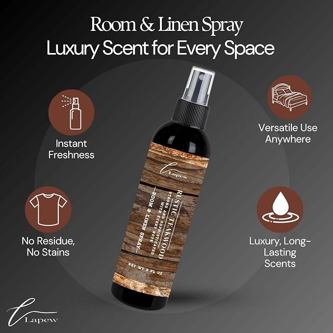 Lapew Room & Linen Spray | Fragrance Mist for Home, Car & Office | Fabric & Air Freshener | Neutralizing Mist | Made in USA | Rustic Teakwood