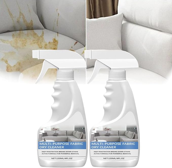 Multi-Purpose Fabric Dry Cleaner Spray,Home Stain Cleaner,Spray And Wash Stain Remover,No Water, No Waiting, Removal Grease For Fabrics (2pc)
