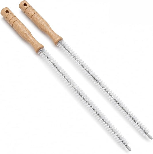 2 Pack Drain Cleaning Brush, 17 Inch Flexible Drain Cleaner Tool with Wooden Handle, Sink Brush with Nylon Bristles for Hair Clogs, Shower, Bathroom Tub, Kitchen Sink, Overflow Hole