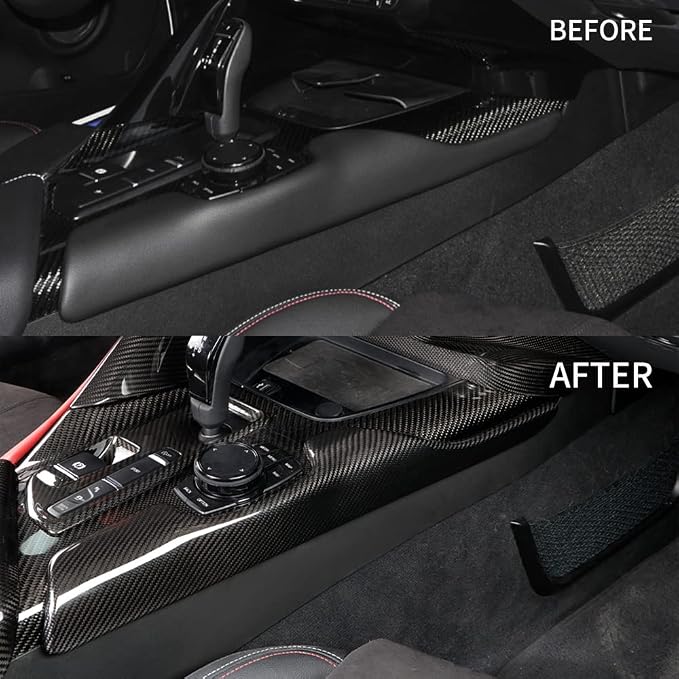 JSWAN Real Carbon Fiber Center Consoles Gear Shift Frame Side Cover Fit for Toyota Supra GR A90 MK5 Gear Shift Panel Trim Sticker Central Control Dashboard Cover