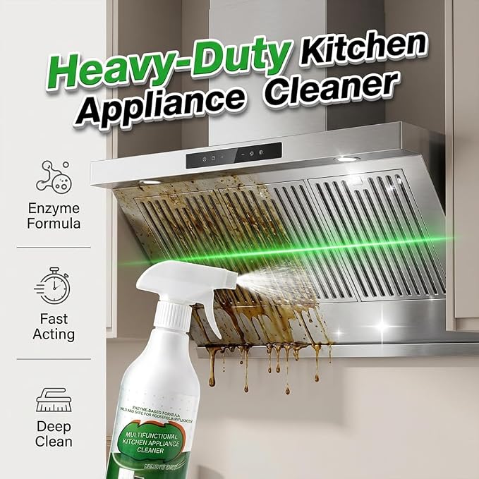 Multi-Purpose Enzyme Cleaner for Kitchen, 2026 Foam Cleaner Degreaser with Triple Enzyme Formula, PH Neutral Kitchen Appliance Cleaner for Stove Oven & Auto, Free Towel & Sponge (3set, 100ML)