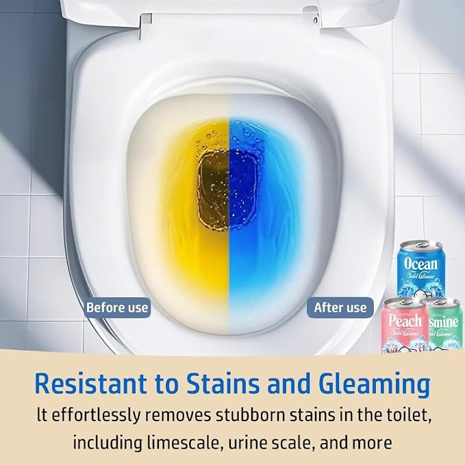 Beverage can Toilet Bowl Cleaner，,Septic ToiletBowl Tablets in Bottles，Powerfully Cleans andPrevent Stain Build Up(Ocean&Peach&Jasmine)