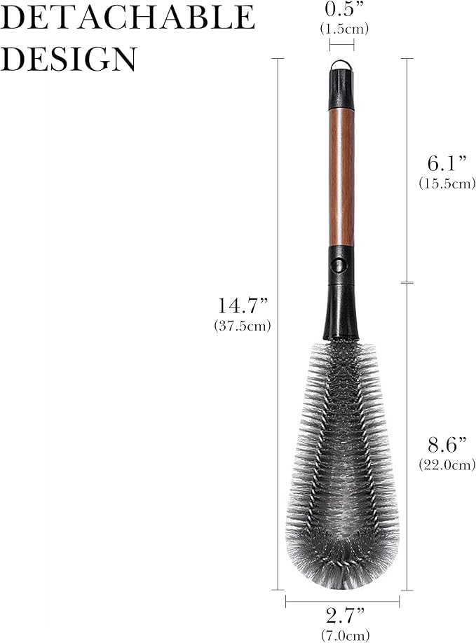 2-in-1 Garbage Disposal Brush with Gap Cleaner, 14" Extra Long Handle Cleaning Brush for Removing Residue, Odor, Build-Up, Universal Kitchen Sink Drain Cleaner (Walnut Color)