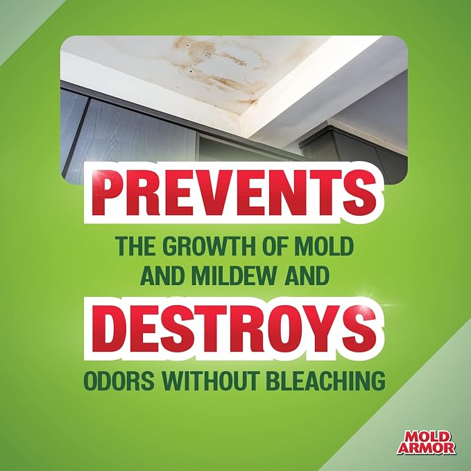 Mold Armor Mold Remover & Disinfectant Cleaner, 32 oz. Spray Bottle, Inhibits Growth of Mold, Kills 99.9% of Household Bacteria and Viruses, Easy-To-Use Mildew and Mold Control Solution