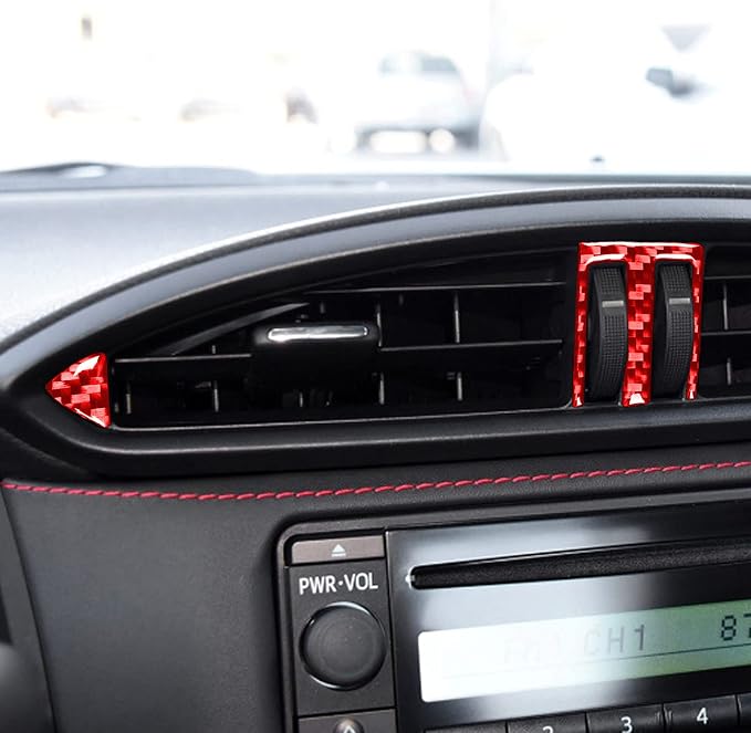 Red Real Carbon Fiber Accessories Central Console Vent A/C Air Vent Decals Compatible with Subaru BRZ/Scion FR-S/Toyota 86 2016 2017 2018 2019 2020 Car Trim Stickers