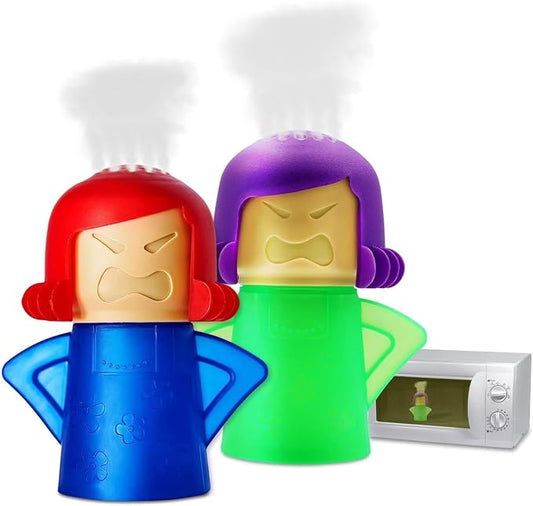 Microwave Oven Steam Cleaner 2 PCS Angry Mama Microwave Cleaner Add Vinegar and Water Steamer Cleaning Equipment for Home Kitchen or Office Easily Cleans the Crud in Minutes (Blue & Green)