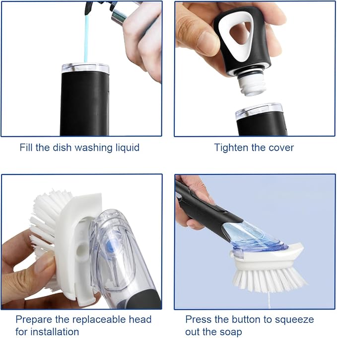 CELOX Dish Brush with Soap Dispenser, Heavy Duty Dish Brush for Cleaning Kitchen