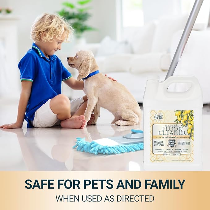 ProCare Floor Cleaner Ready to Use Lemon Poppyseed - Household Supplies for Mopping - Vinyl, Wood, Tile, Stone, Laminate, Bathroom Cleaner, Grout Cleaner - 1 Gallon