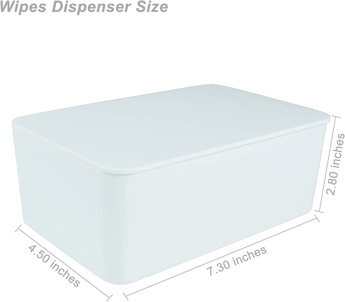 Diaper Wipes Dispenser, Tissue Storage Box Case (White) | Wet Wipe Dispenser Holder with Lid for Home, Office, Cars