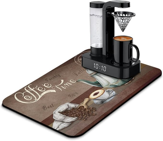 Coffee Mat 23inx15in,Coffee Bar Mat for Countertops,Absorbent Hide Stain Anti-Slip Coffee Bar Accessories Fit Under Coffee Machine Mat,dish drying mats for kitchen