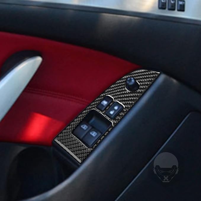 Real Carbon Fiber Trim for Infiniti Accessories | for G37 G25 Q60 Q40 X S Coupe 2008-2015 Window Lift Switch Panel Exterior Thick Overlay Decal - B