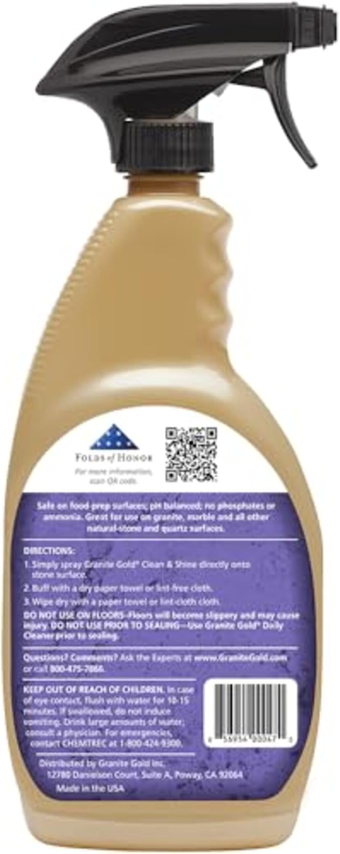 Granite Gold Clean and Shine Spray-Streak-Free Deep Cleaning & Polishing of Granite, Marble, Quartz, 24 Fl Oz (Pack of 1)