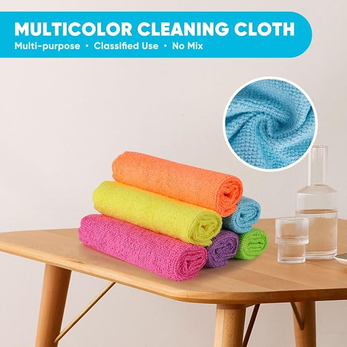 Orighty Microfiber Cleaning Cloth - 24 Pack, Cleaning Rags 12x11 inch | Highly Absorbent Household Cleaning Supplies, Reusable Microfiber Towels Lint Free Cloths for House, Kitchen, Car Care