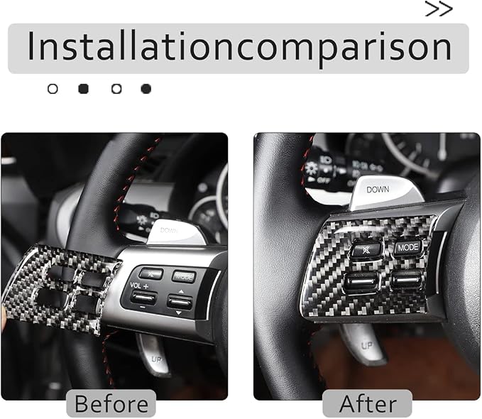 Carbon Fiber Style Steering Wheel Button Cover Fit for Mazda MX-5 RF Miata 2009-2014, Car Steering Wheel Panel Protection Frame Molding Sticker Trim, 3PCS (Carbon Fiber, Black)