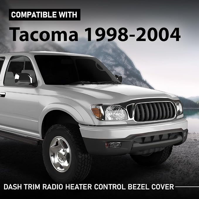 G-PLUS Center Dash Climate Control Radio Bezel Trim | Compatible with Toyota Tacoma 1998-2004 Black Dashboard Panel