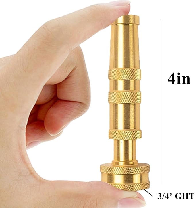 Brass Garden Hose Nozzle Bundle High-Pressure Heavy Duty Adjustable Spray 3/4" GHT for Patio Garden Hose Sprayer (2Packset)