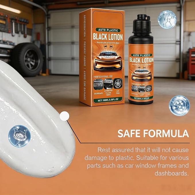 Auto Plastic Black Lotion, 2026 Upgrade Plastic Care for Car Interior, Auto Plastic Black Lotion, Can Restore The Luster of Faded Plastics and Rubbers (1PC)