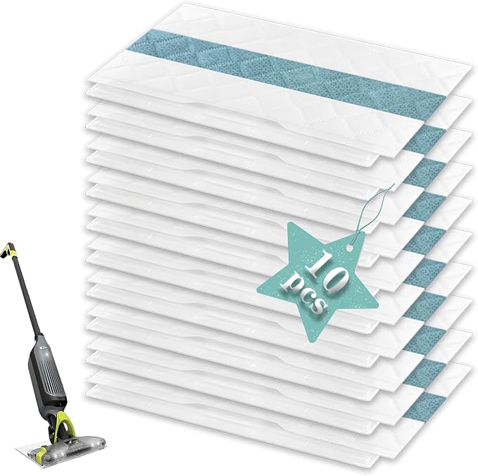 Disposable Replacement Pads for Shark Vacmop Pro,10-Pack Refills Compatible with VM252, VM200, VM250, VM251, VM190, VM200C, VM252C, QM250, VC205 for All Hard Floors