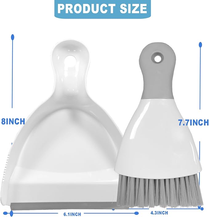 Mini Broom with Dustpan Combo Set Small Dust pan and Brush Set Quick Cleanup Tools for Kitchen Table Keyboards Pets Nest Sofa (Grey)