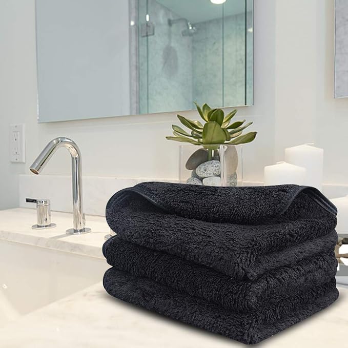 SINLAND Absorbent Coral Velvet Washcloth Ultra Soft Microfiber Face Towels 12 x 12 inch Multi-Purpose Face Cloths for Household and Sport