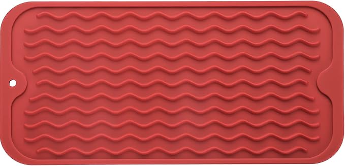 MicoYang Silicone Dish Drying Mat for Multiple Usage,Easy clean,Eco-friendly,Heat-resistant Silicone Mat for Kitchen Counter or Sink,Refrigerator or Drawer Liner Red S 12 inches x 6 inches