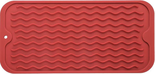 MicoYang Silicone Dish Drying Mat for Multiple Usage,Easy clean,Eco-friendly,Heat-resistant Silicone Mat for Kitchen Counter or Sink,Refrigerator or Drawer Liner Red S 12 inches x 6 inches
