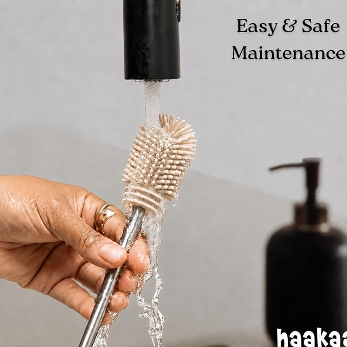 Haakaa Silicone Cleaning Brush Kit – Household Cleaning Brushes for Bottles and Crevices – Food-Grade Silicone: Dishwasher Safe (Brush-Pebble)