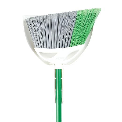 Libman Commercial 206 Precision Angle Broom with Dust Pan, Steel Handle, 11" Wide, Green and White (Pack of 4)