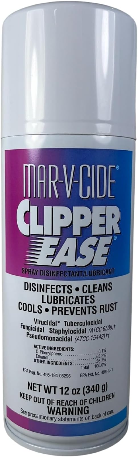 Clipper Ease Spray Disinfectant – 12 oz | Cleans, Cools, Lubricates & Disinfects Electric Clippers – Antibacterial, Antifungal, Anti-Rust Formula for Barbers & Stylists