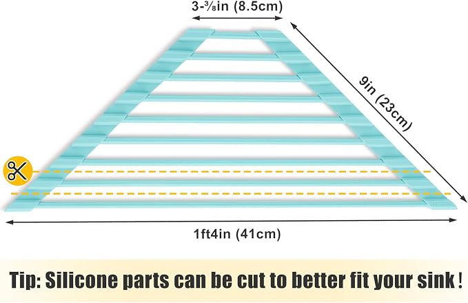 Tomorotec Compact Silicone-Coated Triangle Dish Drying Rack for Sink Corner - Foldable Stainless Steel Over-The-Sink Organizer and Storage Shelf (Mint Green)