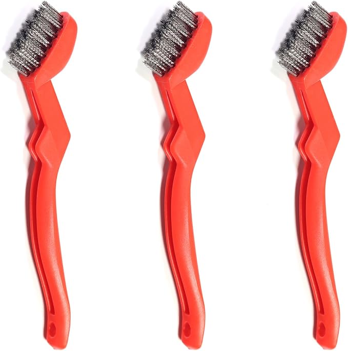 GOLDEN SMILE 3-Pack 7" Stainless Steel Wire Brushes - 40% Denser Than Standard Brushes - for Heavy-Duty Cleaning: Grill Grates, Uncoated Pans, Rust Removal, Deburring & Metal Cleaning