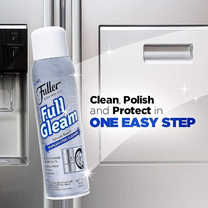 Fuller Brush Full Gleam Stainless Steel Cleaner - Chrome & Aluminum Conditioner Spray For Cleaning Pots, Pans, Cooktop & Kitchen Appliances - Easy Clean & Polish For Home & Business