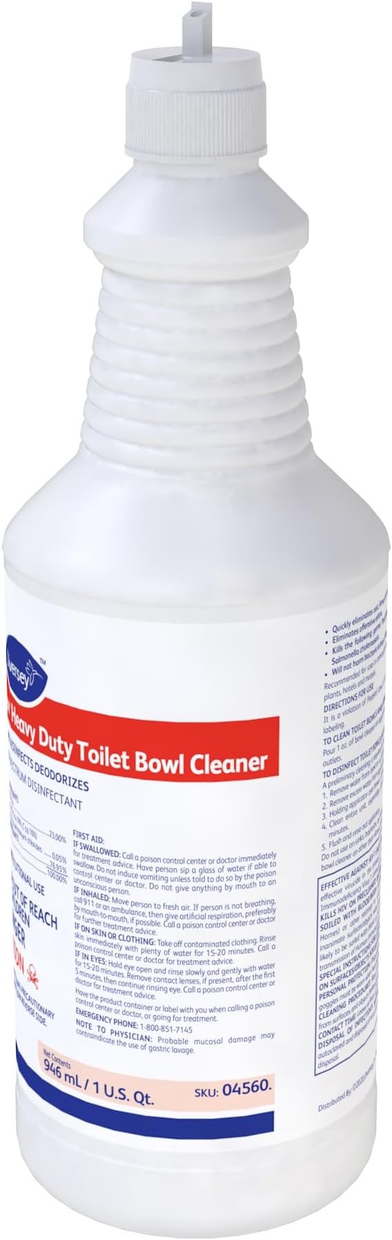 Diversey CREW 04560 Heavy Duty Toilet Bowl Cleaner & Disinfectant, 23% HCI removes Rust Stains, Lime Scale with Mint Scent, Ready-to-Use, 32-Ounce