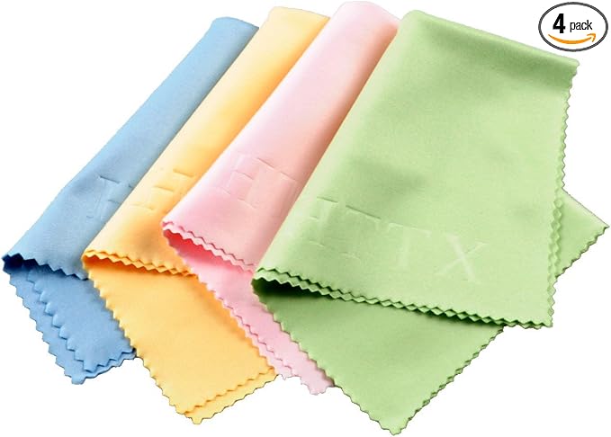 Microfiber Screen Cleaning Cloths for Cell Phones, Tablets, LCD TV and Laptop, Camera Lenses, Surface Tablet, Monitor, Car GPS Screens, Spectacles, Glasses, Watches 6 x 7 inches 4-Pack