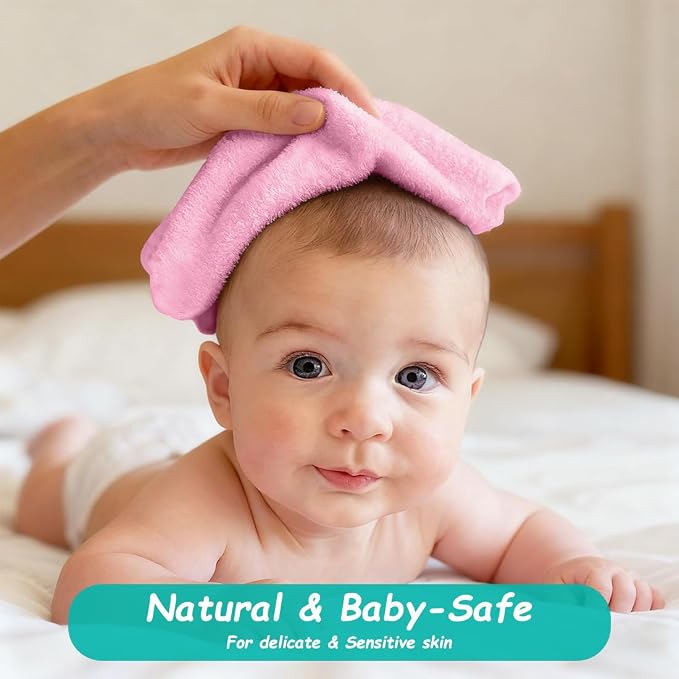 HOMEXCEL Baby Washcloths 12 Pack-Microfiber Coral Fleece Baby Bath Face Towel 7 x 9 Inch Extra Absorbent Soft Burp Cloth and Wash Cloths for Newborn-Infants and Toddlers,Light Pink