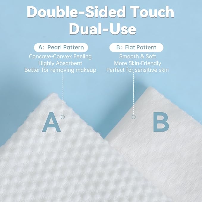 Disposable Face Towels 80 Count, 100% Pure Cotton Soft Facial Tissues, Lint-Free Wet Dry Use Face Cloths, Dual Texture Makeup Remover Wipes for Sensitive Skin, Baby Care & Household Daily Use