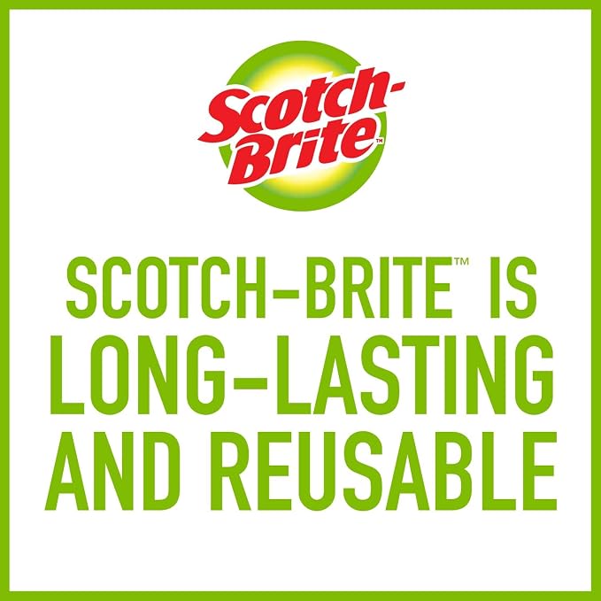 Scotch-Brite Heavy Duty Scouring Pad,Dish Scrubber for Kitchen + Outdoor,8 Scrub Pads for Uncoated Pots and Pans,Cast Iron Cooktops,Grill Grates,Oven Racks,& BBQ,Durable,Long-Lasting,(Pack of 12)