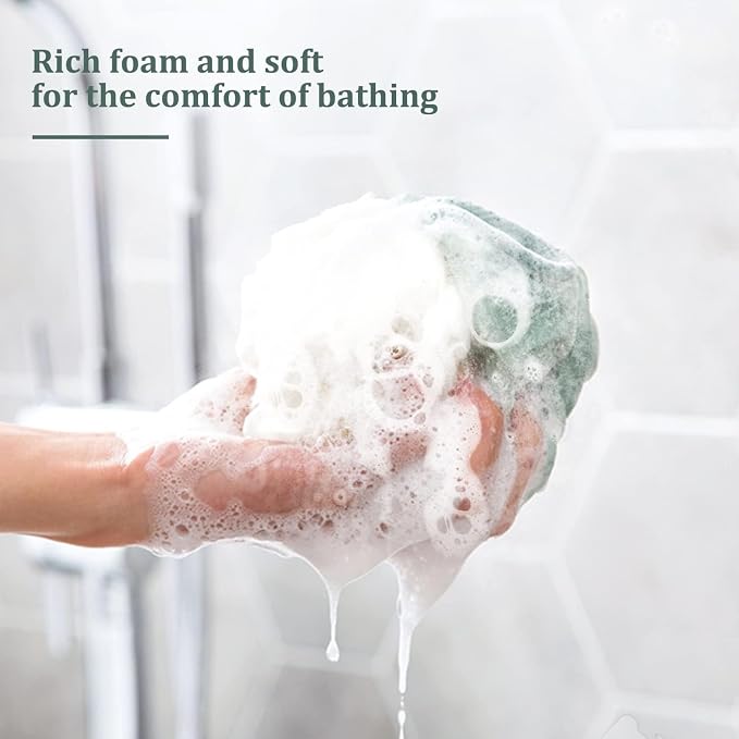 Fu Store Loofah Sponge Shower Loofahs 50g Bath Sponges Mesh Balls 4 Colors for Body Scrubber Exfoliator Wash Back Scrubbers Bathroom Men Women 4 Pack Cleaning Bathing Accessories