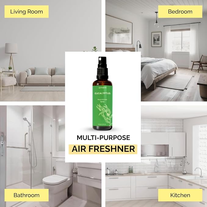 Eucalyptus Air Freshener Spray for Room, Linen & Pillow 100ml by Aromafume | Made with Pure Eucalyptus Essential Oil | Aromatherapy Spray to Refresh & Revitalize | Mist for Bedding, Fabrics