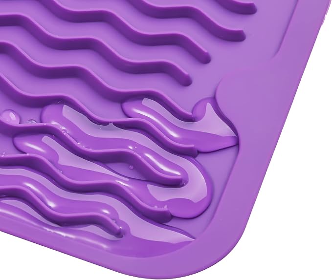 MicoYang Silicone Dish Drying Mat for Multiple Usage,Easy clean,Eco-friendly,Heat-resistant Silicone Mat for Kitchen Counter or Sink,Refrigerator or Drawer Liner Purple S 12 inches x 6 inches