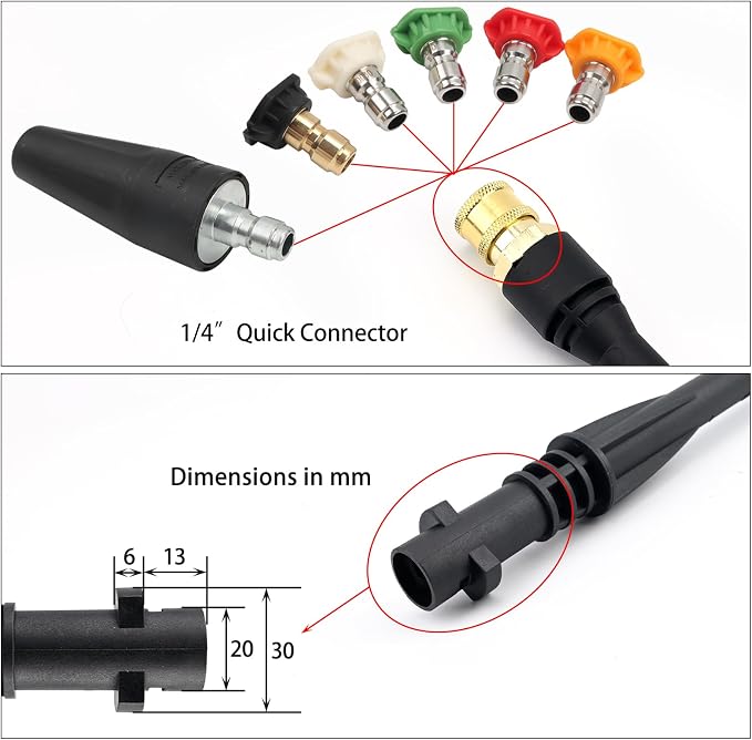 Pressure Washer Replacement Spray Wand with Turbo Nozzleand 5 Spray Tips and Belt Clip Nozzle Holder, Compatible withKar-cher K1, K2, K3, K4, K5, K6, K7 Power Washers
