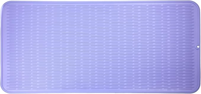 MicoYang Silicone Dish Drying Mat for Multiple Usage,Easy clean,Eco-friendly,Heat-resistant Silicone Mat for Kitchen Counter or Sink,Refrigerator or Drawer Liner Light Purple 5XL 36inches x 18inches