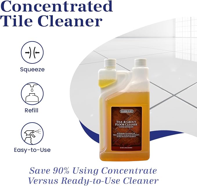Marblelife Tile & Grout Cleaner - Tile and Grout Cleaner for Floors, Pools, Bathroom Shower, Bath & Other Surfaces, Safe & Effective, 32oz