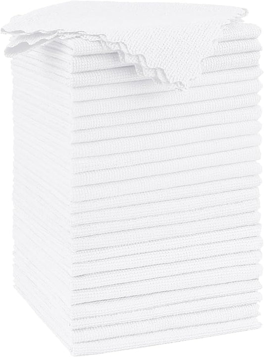 Orighty Microfiber Cleaning Cloth - 24 Pack, White Cleaning Rags 12x11 inch | Microfiber Towels for Cars, Highly Absorbent Household Cleaning Supplies, Reusable Lint Free Cloths for House, Kitchen