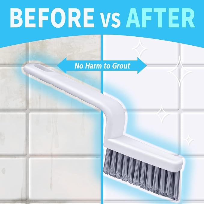 Lumkew Grout Cleaner Brush,Hard Bristle Grout Cleaning Brushes Scrubber for Tile Floors Bathroom Shower, Black, 3 Pieces