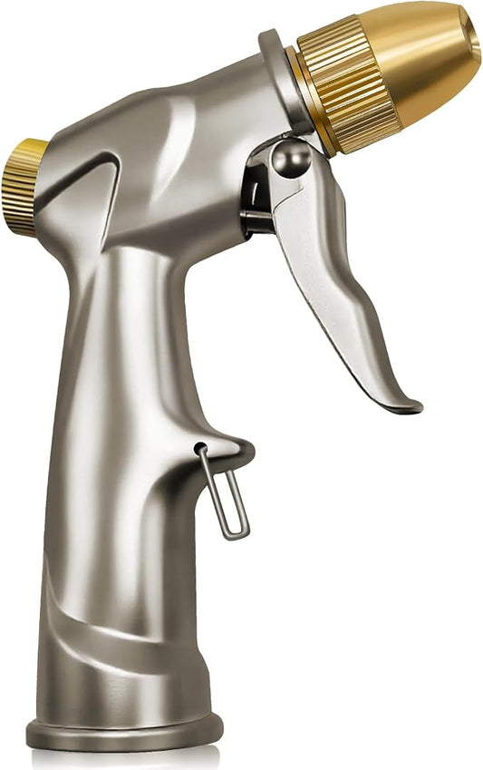ARXIVE Heavy Duty Garden Hose Nozzle, High Pressure Handheld Sprayer | 4 Adjustable Patterns for Lawn, Garden, Car, Pet & Window Cleaning. Leak-Proof 100% Metal Body, Rustproof